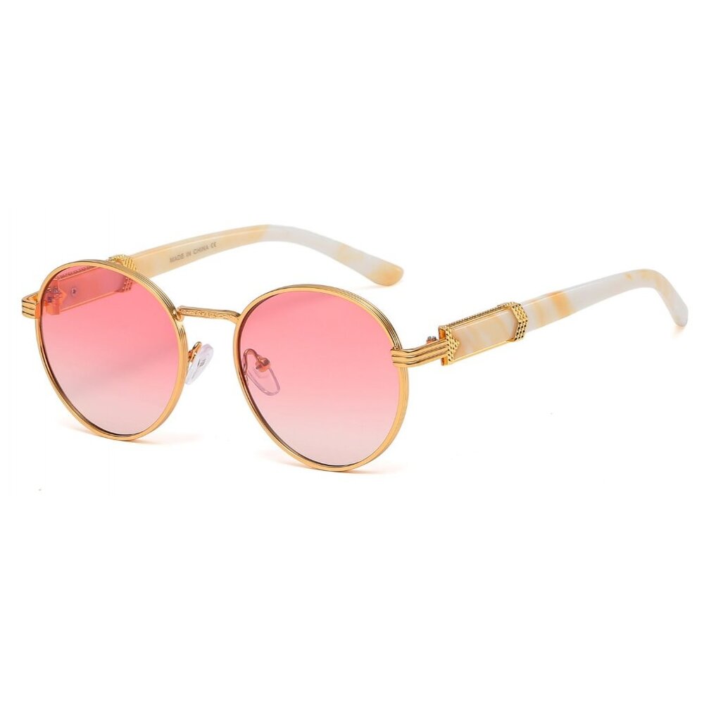 Hip Hop Women Men Sunglasses Pink Rimless Luxury Retro Shades‎ Gold Metal Lentes